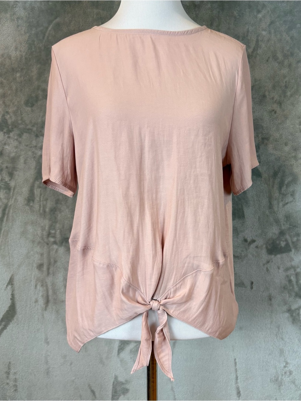A New Day Women’s Blush Pink Tie-Front Short Sleeve Top Light Pink S